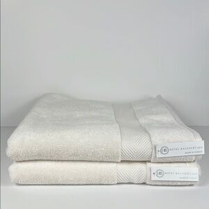 Hotel Balfour Spa Bath Towel Set Off White 100% Cotton Luxury Spa Set Of 2 NEW
